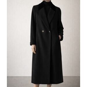 Herman Kay Pea Coat 10 Black Wool Blend Longline Old Money career corpcore